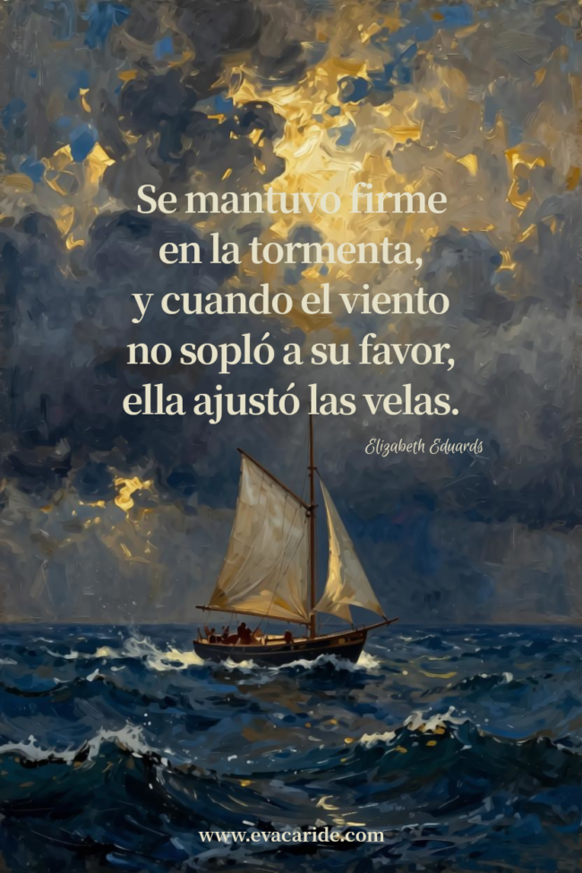 "Se mantuvo firme en la tormenta, y cuando el viento no sopló a su favor, ella ajustó las velas". Elizabeth Edwards