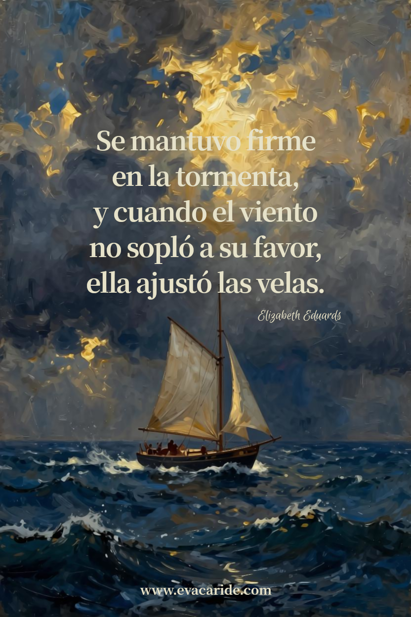 "Se mantuvo firme en la tormenta, y cuando el viento no sopló a su favor, ella ajustó las velas". Elizabeth Edwards